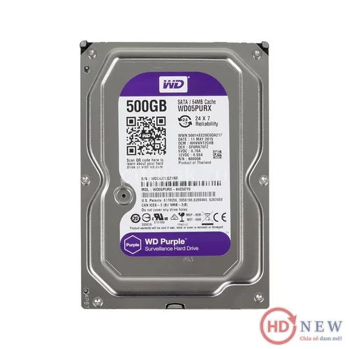 Ổ cứng Western Digital Purple 500GB (WD05PURX) | HDnew CCTV