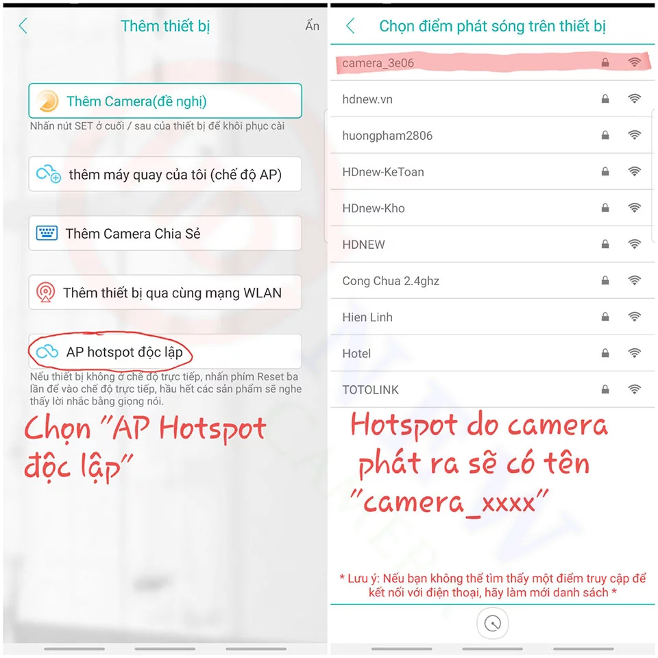 Cài đặt camera Vitacam bằng AP Hospot | HDnew CCTV
