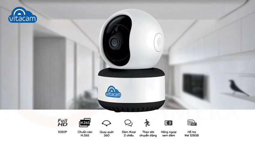 Vitacam C1080 - Full HD 1080p, H.265X, quay quét theo chuyển động | HDnew CCTV Vitacam C1080 - Full HD 1080p, H.265X, quay quét theo chuyển động | HDnew CCTV