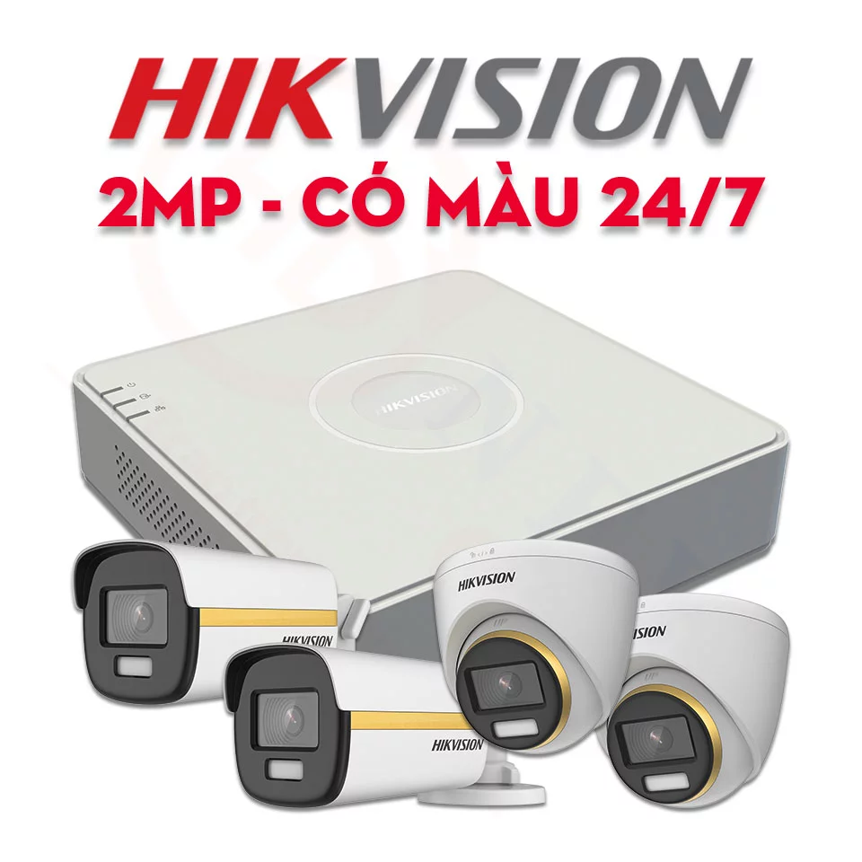 Bộ camera quan sát Hikvision HDTVI 2MP ColorVu, có màu 24/7 | HDnew CCTV