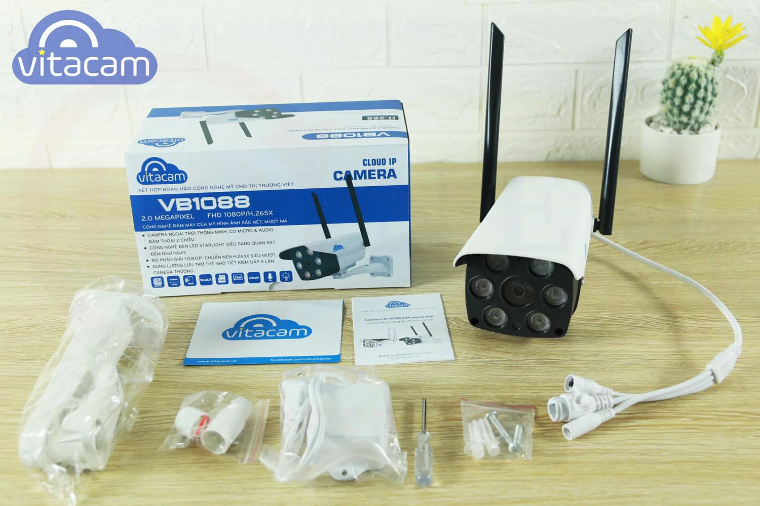 Vitacam VB1088 - Camera IP ngoài trời 2MP Starlight (quan sát màu ngày đêm) | HDnew CCTV