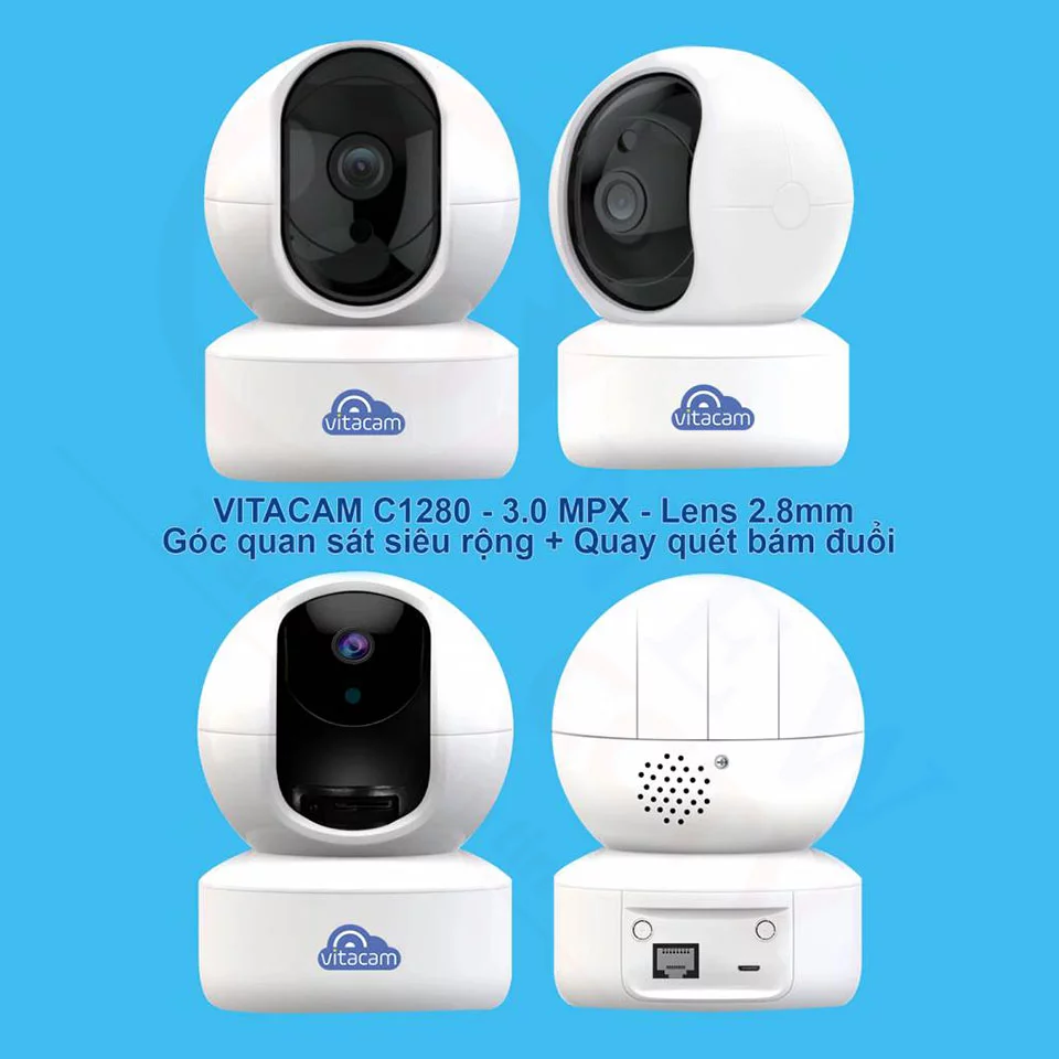Vitacam C1280 - Camera IP 3MP góc siêu rộng, chuyên dùng trong nhà | HDnew CCTV