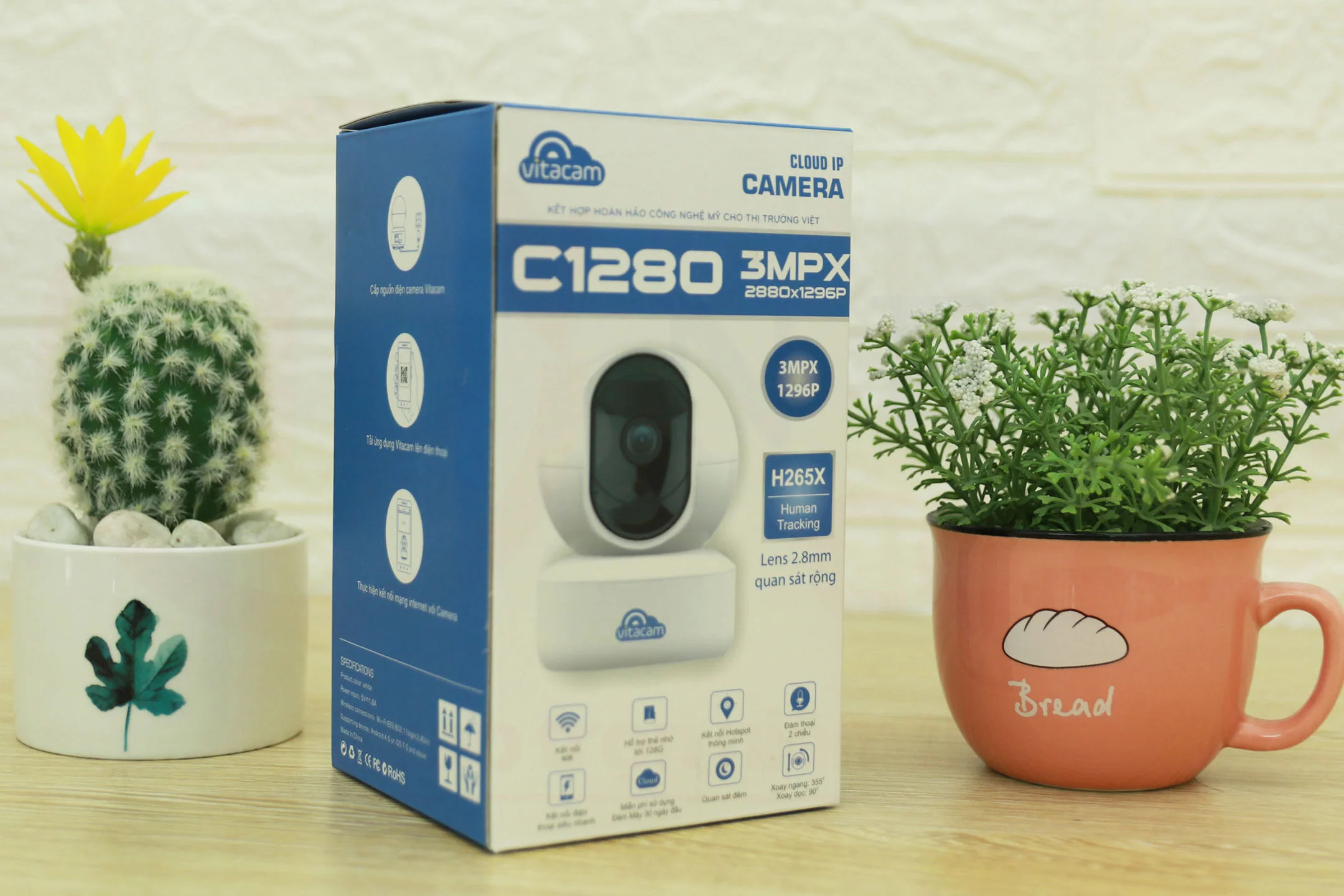 Vitacam C1280 - Camera IP 3MP góc siêu rộng, chuyên dùng trong nhà | HDnew CCTV