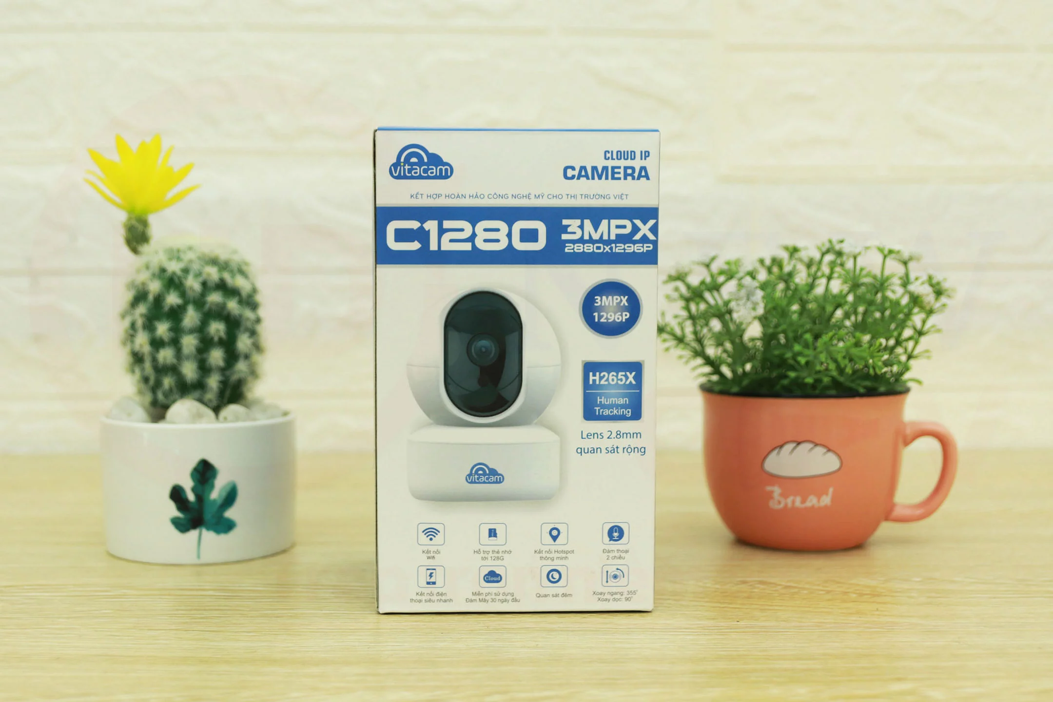 Vitacam C1280 - Camera IP 3MP góc siêu rộng, chuyên dùng trong nhà | HDnew CCTV