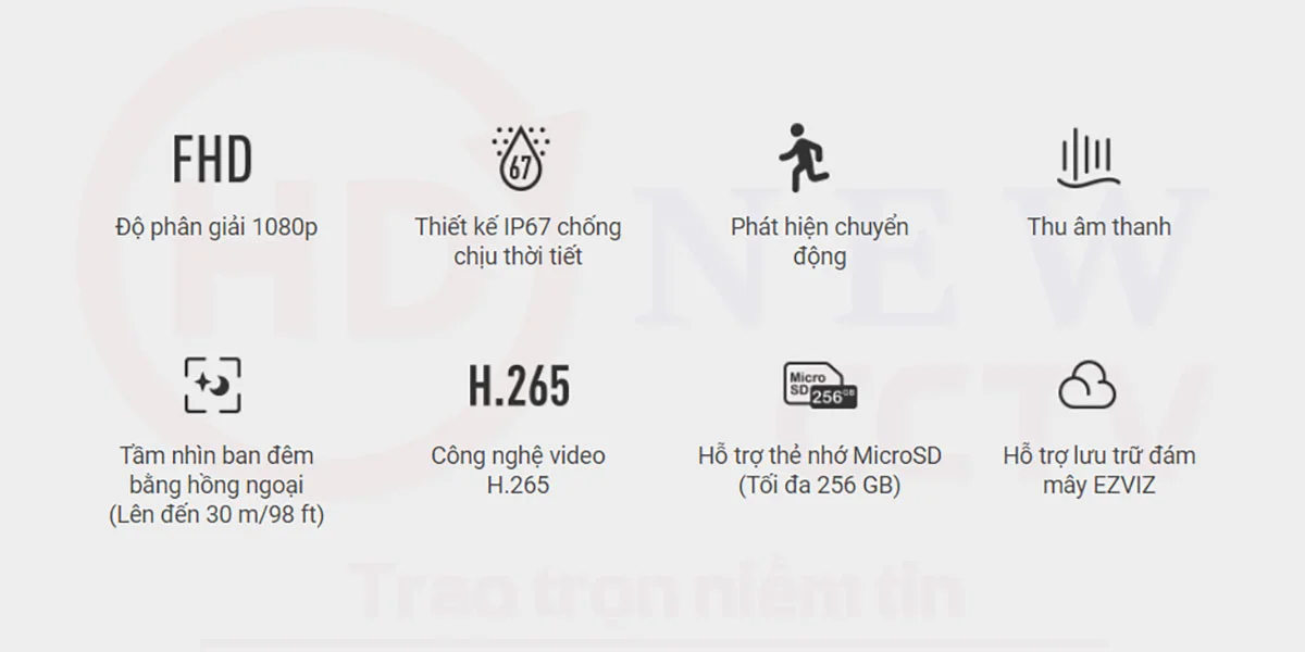 EZVIZ C3TN (CS-C3TN) | Camera IP Wi-Fi 2MP (1080p H.265) | HDnew CCTV